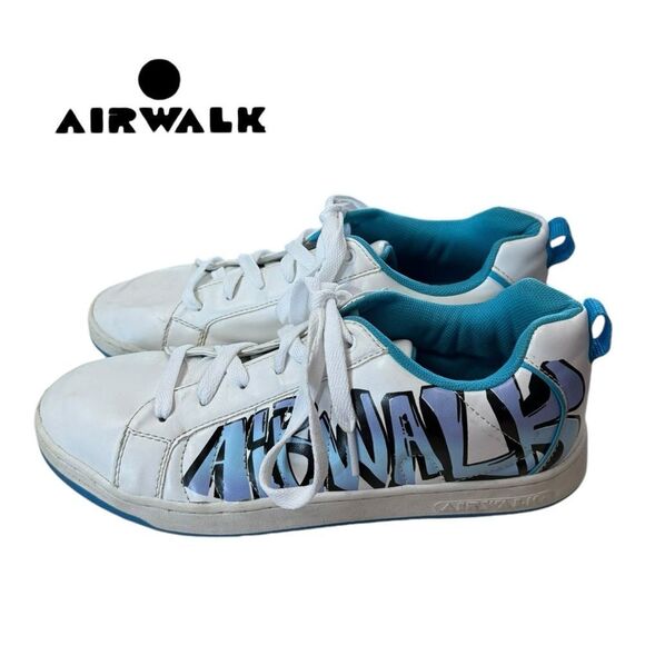 Airwalk Shoes - Airwalk Women's Signature White Blue Low Top Sneakers 9.5